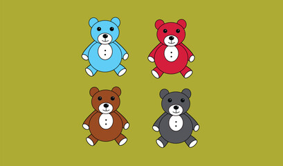 Obraz premium a teddy bear doll icon. teddy bear with 4 color. bear design.