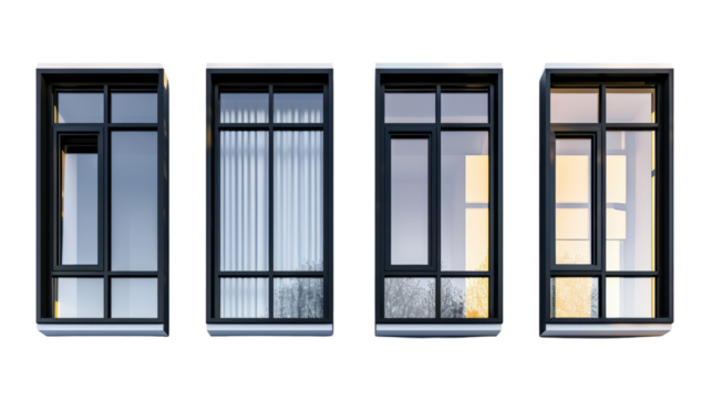 Modern windows on transparent background