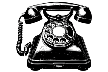 A vintage phone with a cord hanging down