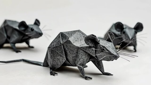 Intricate paper crafting tutorial of realistic origami mice with step-by-step instructions and tips for beginners