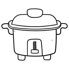 Hand drawn doodle multicooker on white background.