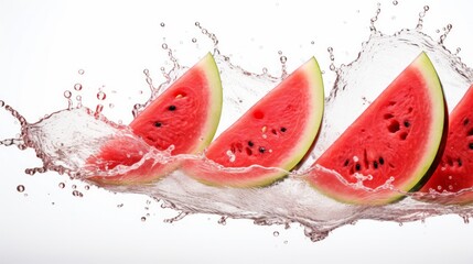 Splash of water and watermelon part on white background. Neural network ai generated art