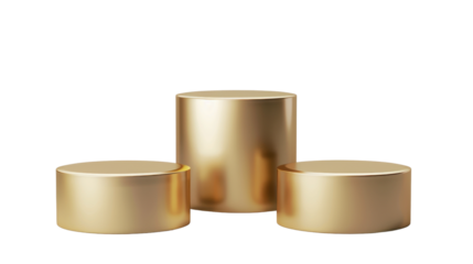 Golden podium pedestal on transparent background