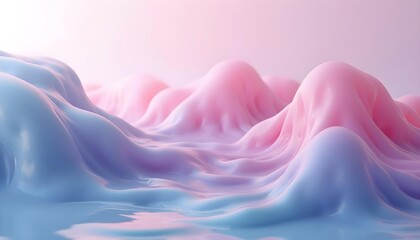 Fototapeta premium Abstract pastel-colored waves or fabric folds in shades of pink, blue, and purple against a soft background