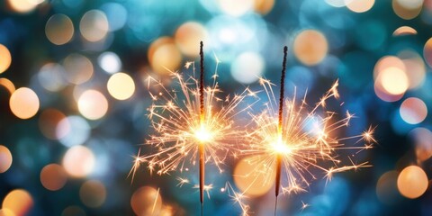 Fototapeta premium Lights celebration background fireworks.