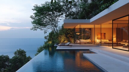 Modern Minimalist Villa with Infinity Pool overlooking the Ocean