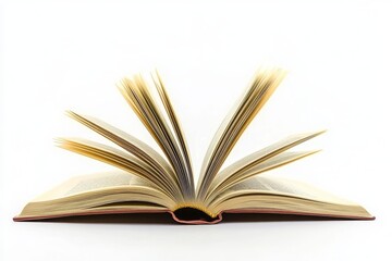 Fototapeta premium Open Book with Fanned Pages on White Background