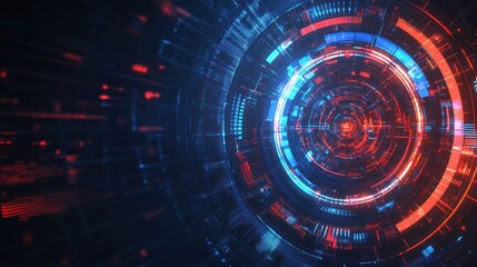 Obraz premium Abstract Digital Interface with Red and Blue Glowing Circles