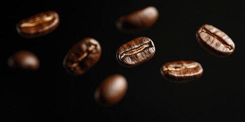 Fototapeta premium Coffee beans flying in the air coffee invertebrate coffee beans.