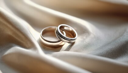 Platinum Wedding Rings on a Bed of Silk