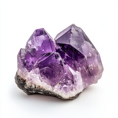 An raw amethyst crystals gemstone, Mysterious purple amethyst quartz crystal abstract. isolated on white background.