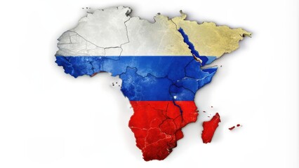 Fototapeta premium Colorful map of Africa overlaid with Russian flag colors , Russia, Africa, influence, political, economic, military