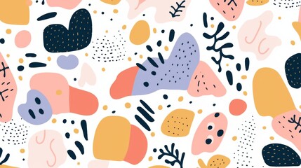 Set of Colorful Hand-Drawn Organic Shapes with Seamless Repeating Patterns. Vibrant and Creative Designs for Modern Textiles, Wallpapers, and Decorative Elements.