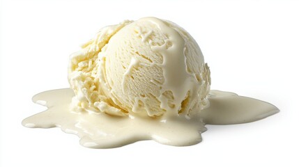 Deliciously Melting Vanilla Ice Cream Scoop in a Smooth and Creamy Treat