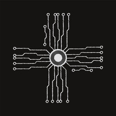 Abstract microchip background. Background with lines of circles and squares. Microprocessor.