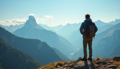 person standing on top of mountain