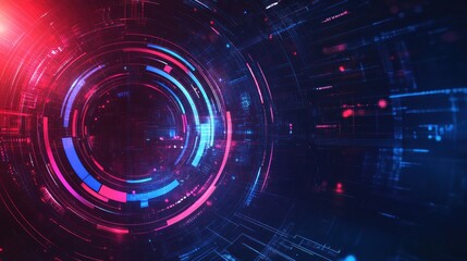 Obraz premium Abstract Digital Technology Background with Neon Lights