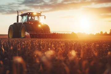 combine harvester working on the field