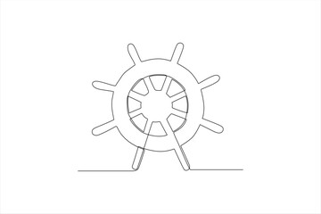 ship rudder continuous line vector illustration