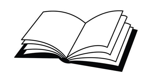 open book and pages. Education concept. Line drawing.