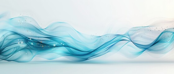 Ethereal Blue Waves, a flowing composition of translucent blue and aqua tones with subtle glimmers, evoking a sense of tranquility and fluidity in an abstract space.