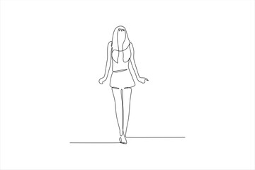 continuous line vector illustration of woman standing