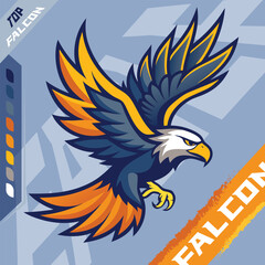 Falcon Eagle logo type mascot vector illustration. Illustrated Classic Eagle Logo as a Vector Graphic and Mascot. Illustration E-Sport Gaming Teams.