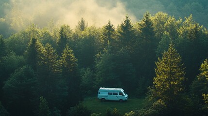 Camper Van in Forest
