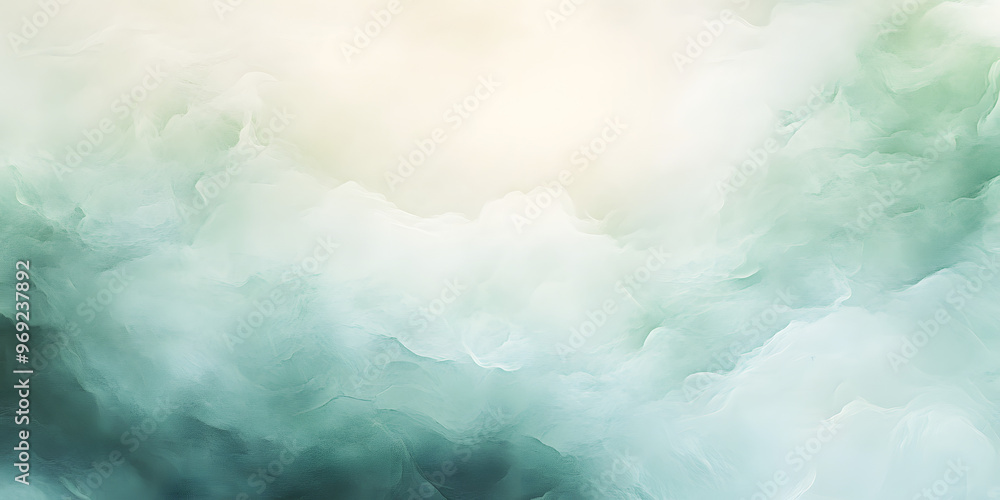 Wall mural Light pastel green water color abstract background, ai generated