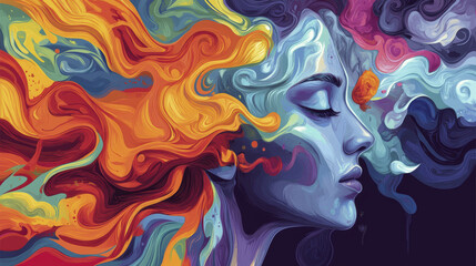 Fototapeta premium A colorful abstract illustration showing complexities of emotion and thought
