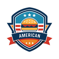Obraz premium American food badge logo icon vector isolated