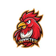 Rooster mascot logo icon vector design with text rooster