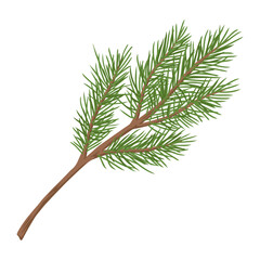 Conifer sprig vintage element colorful