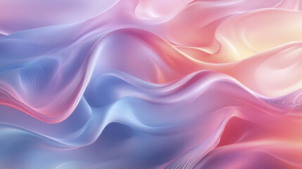 Fototapeta premium A soft swirl of pastel gradients merging into fluid waves creates serene atmosphere