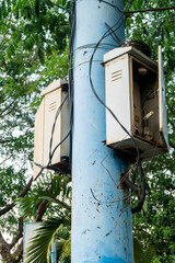 electrical control cabinet on pole