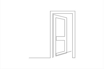 house door continuous line vector illustration