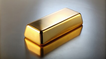 Shiny ingot of gold on reflective surface, gold, ingot, valuable, precious metal, currency, investment, finance, wealth, luxury