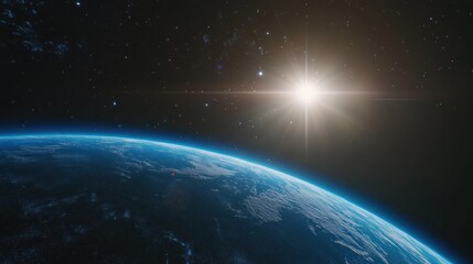 Obraz premium Earthrise from Space with Shining Sun
