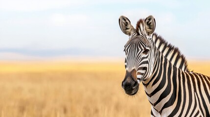 A zebra is standing in a field of tall grass