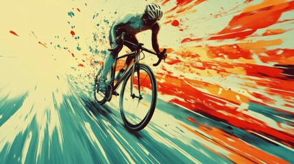 Fototapeta premium Dynamic Cycling Experience: Capturing the Thrill of Speed and Action in Motion