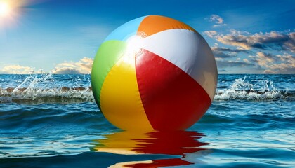 beach ball with wave water