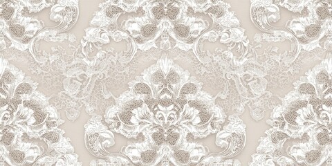 Obraz premium Abstract white lace pattern on beige background.