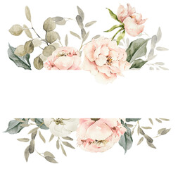 Bouquet di fiori rosa acquerello © martina valsecchi