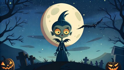 Dark night horrible jungle Halloween background.