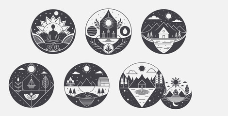 essentialism lifestyle philosophy six scenes themed template collection