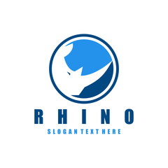 rhino head illustration logo design vector