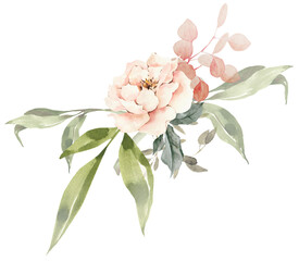 Bouquet di fiori rosa acquerello © martina valsecchi