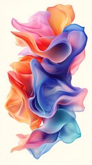 Obraz premium Colorful abstract fluid shape on a white background, a colorful liquid wave texture, soft color waves, a colorful glossy liquid wavy abstract design element