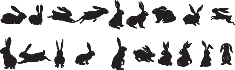 set of silhouettes of grass