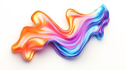 Colorful abstract fluid shape on a white background, a colorful liquid wave texture, soft color waves, a colorful glossy liquid wavy abstract design element